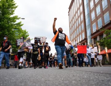 Coby Owens leads marchers through Wilmington during a protest that was peaceful from start to finish. (Courtesy of Coby Owens)