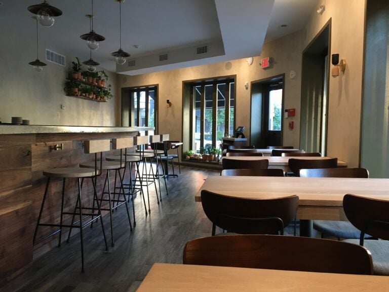 Tables are empty at River Twice restaurant in Philadelphia. (Provided by River Twice)