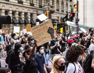 Protesters marched from South Philadelphia to City Hall on June 23, 2020, demanding an end to police brutality during ongoing demonstrations in Philadelphia. (Kimberly Paynter/WHYY)