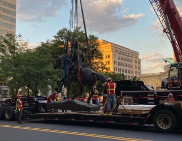 The City of Wilmington removes the Caesar Rodney statue. (Courtesy of the City of Wilmington.)