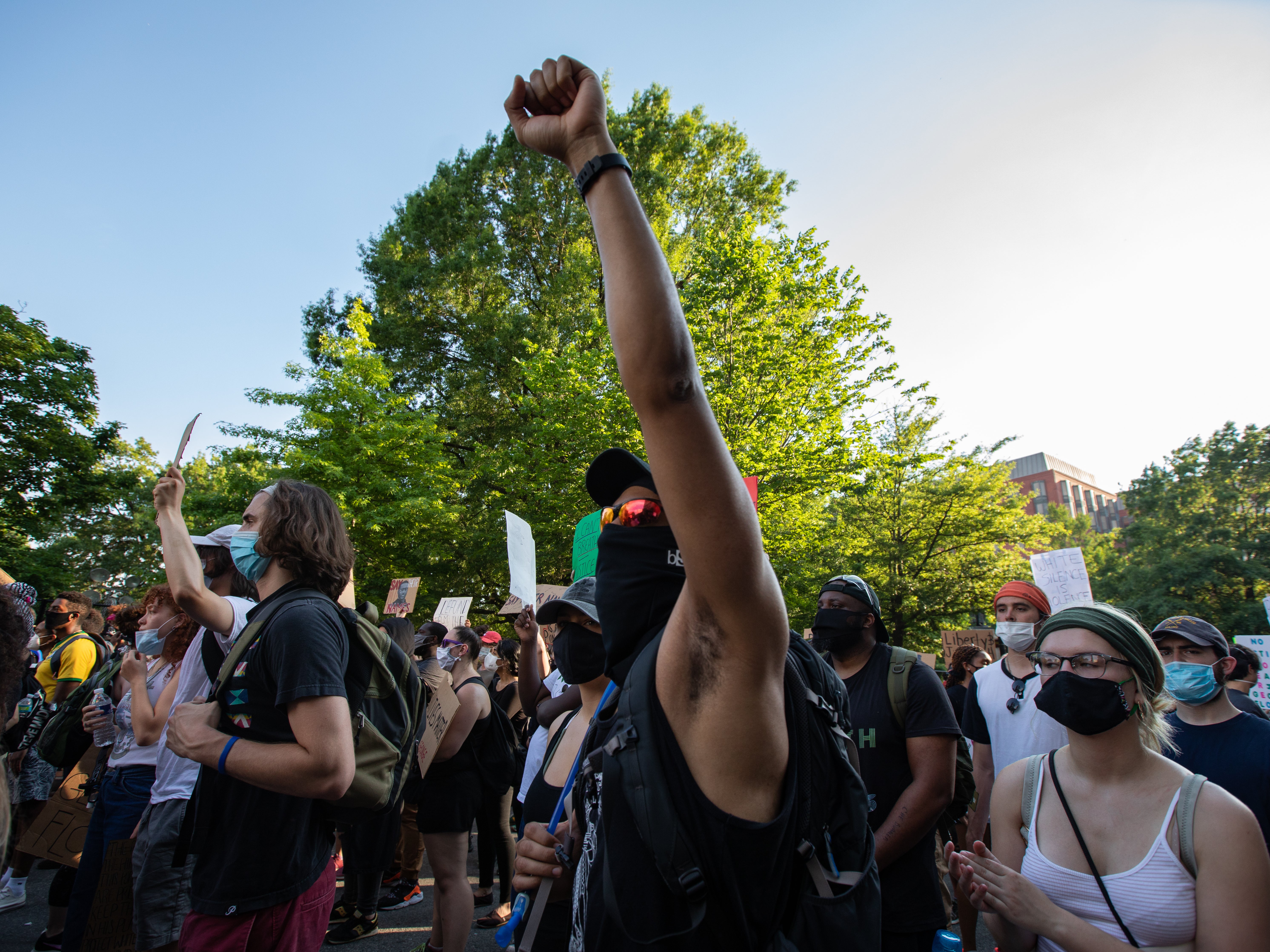 Demonstrators and police face off in Washington, D.C., on the sixth consecutive day of protests over the death of George Floyd.