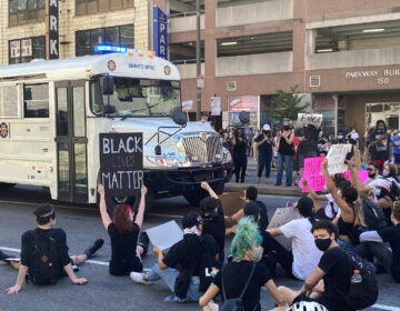 Protesters block the passage of a prisoner transport bus in Philadelphia on May 30, 2020 PROVIDED BY AUTHOR
