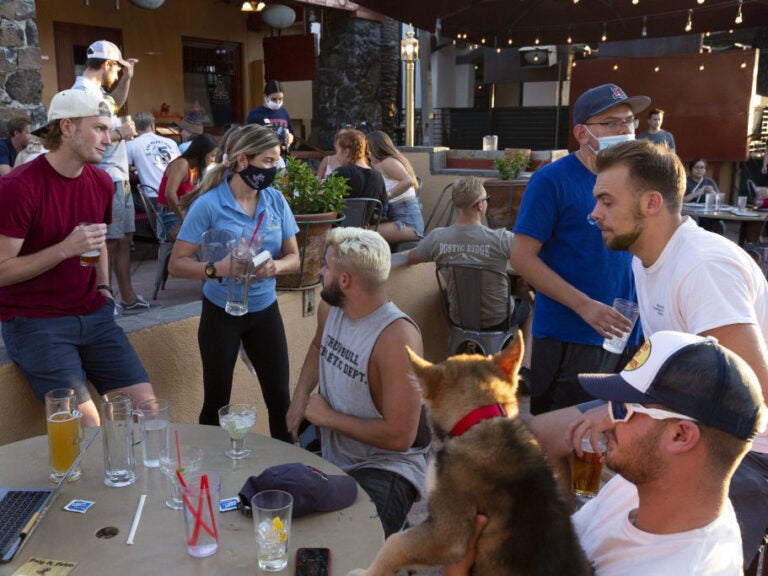 An outside dining area of a restaurant in Tucson, Arizona, on Monday, May 11, 2020. There has been an increase in cases in people in their 20s and 30s in pockets around the country. Some experts say it's because of lack of social distancing and mask wearing. (Bloomberg/Bloomberg via Getty Images)