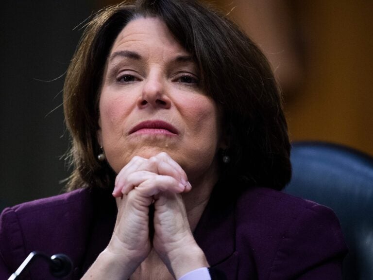Sen. Amy Klobuchar, D-Minn., attends a Senate Judiciary Committee hearing on police use of force earlier this week. (Tom Williams/Pool/AFP via Getty Images)