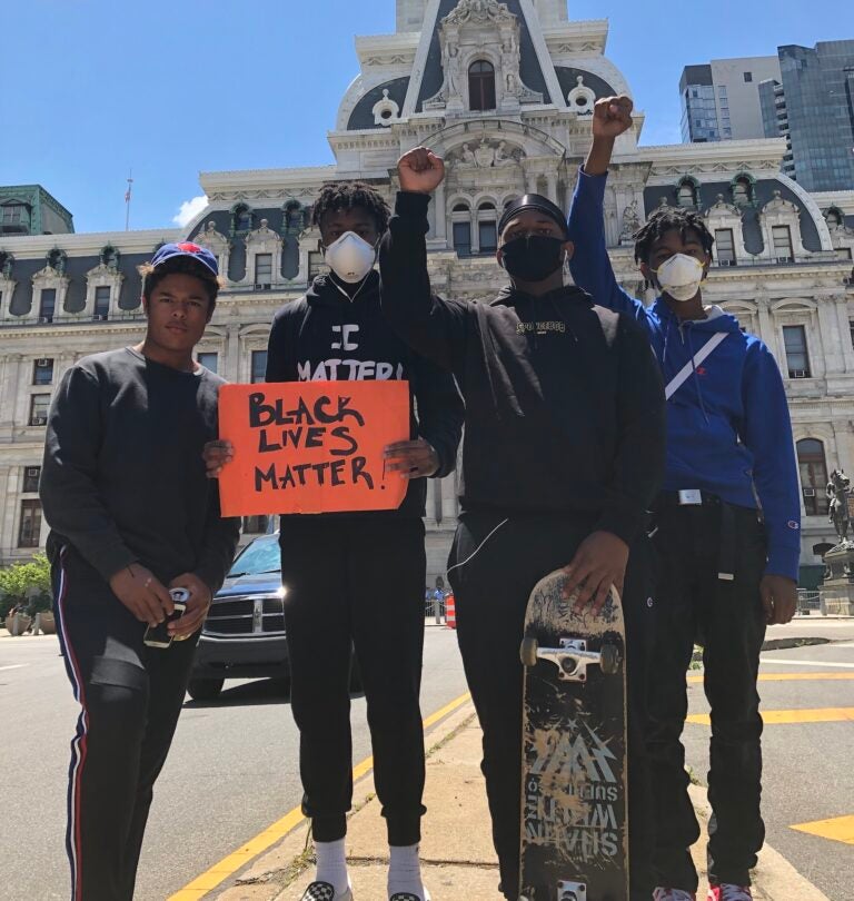 Solomon Jones took his son to the George Floyd protests in Philadelphia. (Photo by Solomon Jones)