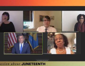 Gov. John Carney hosted an online conversation about Juneteenth with some of the state's black history leaders. (Mark Eichmann/WHYY)