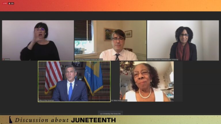 Gov. John Carney hosted an online conversation about Juneteenth with some of the state's black history leaders. (Mark Eichmann/WHYY)