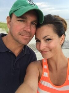 Dr. Lauren Jenkins and her husband, Jax Roux, on the beach in Wildwood Crest, N.J. before the COVID-19 pandemic forced them to live separately.