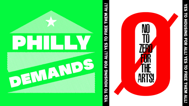 A 'No to Zero' graphic protesting Mayor Kenney's budget proposal to eliminate the city's art office