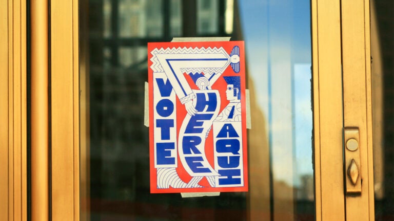 A sign outside a polling location in Philadelphia in 2016.