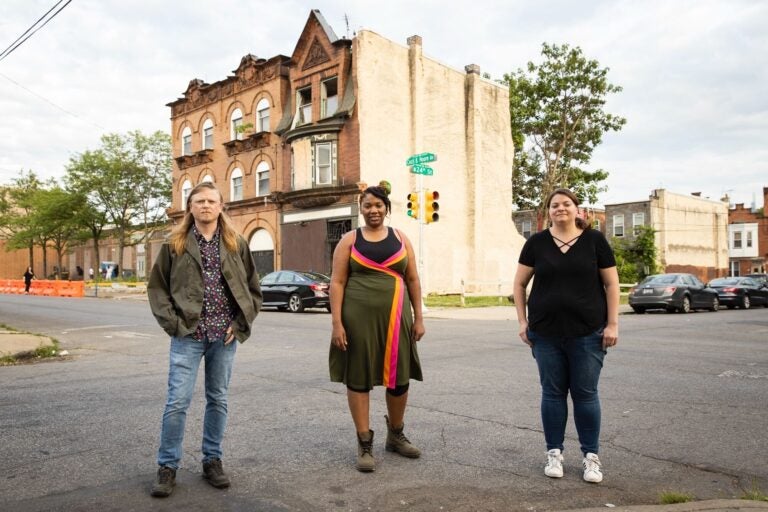 From left to right: architect Chris Mulford, historic preservationist Maya Thomas, and preservation architect Dana Rice are working on a campaign to save the former home of Dox Thrash, a Black artist and printmaker. (Ryan Collerd)