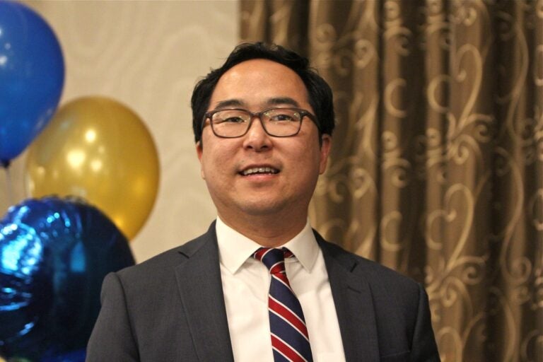 New Jersey 3rd Congressional candidate Andy Kim speaks to supporters at the Westin in Mount Laurel in November 2018