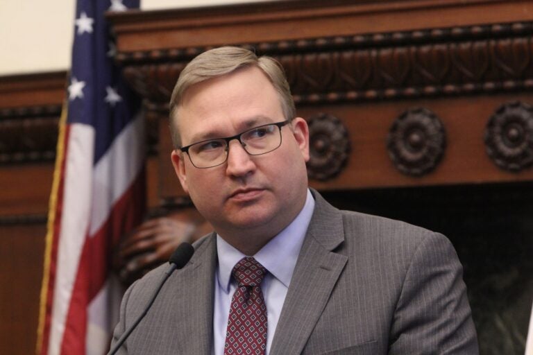 Philadelphia Managing Director Brian Abernathy speaks during the daily coronavirus update at City Hall on March 18, 2020. (Emma Lee/WHYY)