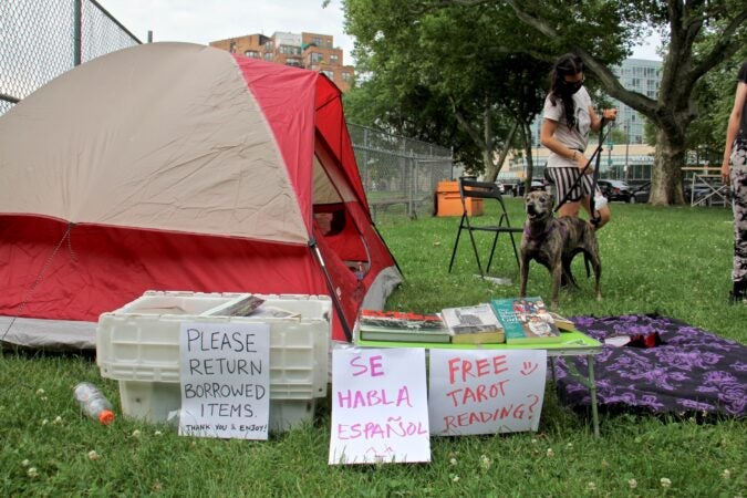 Homeless encampment on Ben Franklin Parkway