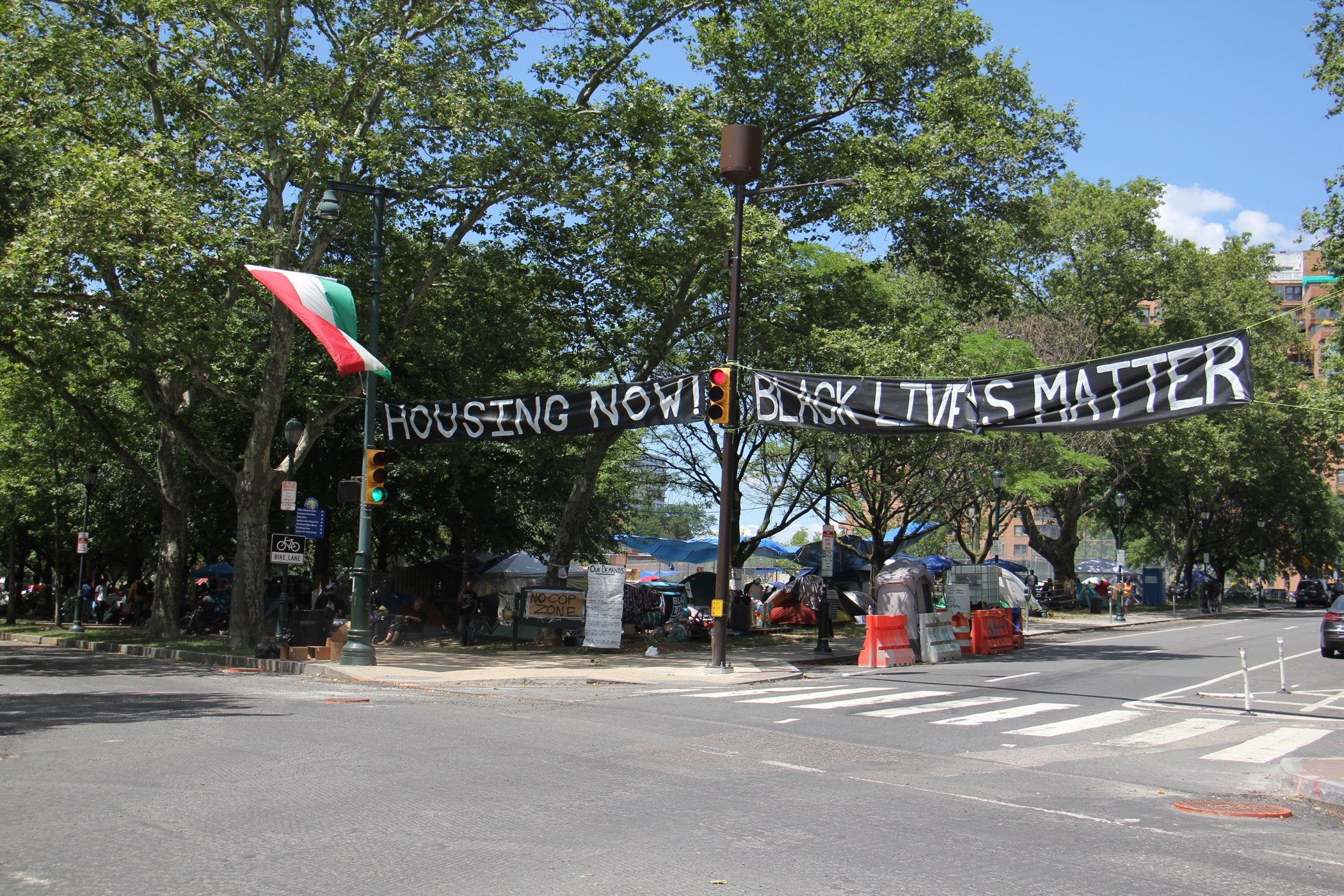 Homeless encampment on Ben Franklin Parkway