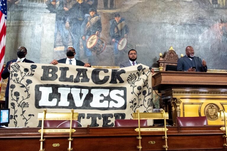 Lawmakers with the  Legislative Black Caucus stage a protest on the Pennsylvania House floor to demand action on bills addressing police violence and brutality, Monday, June 8, 2020. (PA House Dems)