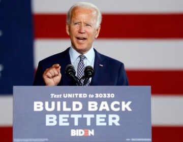 Democratic presidential candidate former Vice President Joe Biden speaks at McGregor Industries in Dunmore, Pa., Thursday, July 9, 2020. (AP Photo/Matt Slocum)