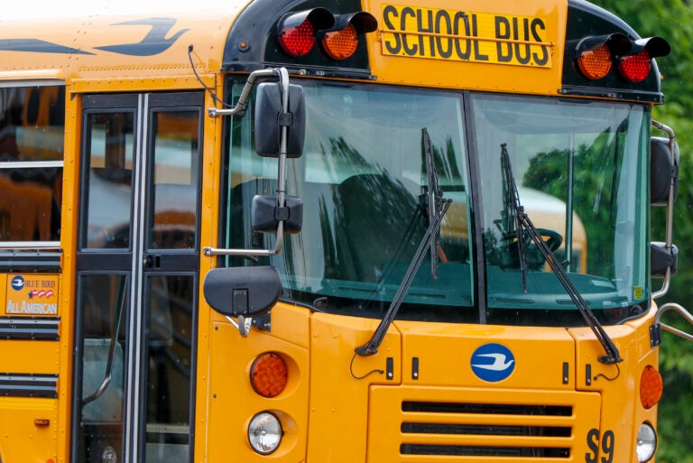 A closeup of of a school bus