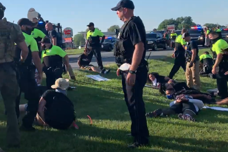 A protest near Dover on June 9 ended with the arrest of 22 people. (Del. Dept. of Justice)