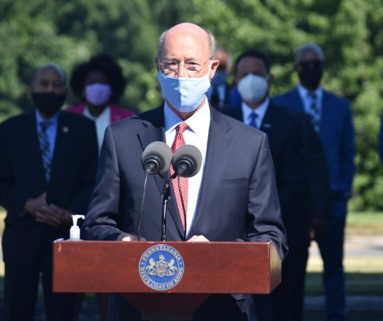 Gov. Tom Wolf speaks during a news conference. (Ed Mahon/PA Post)