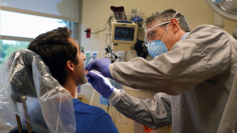 Dr. Dan Meara examines a patient. (Provided by Christiana Care)