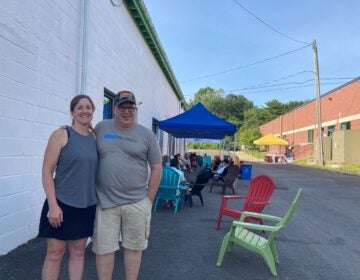 Liz and Doug Buddle own Ambler Brewing Company in Ambler, Pennsylvania. They have had to make multiple adjustments to their business operation to try and keep earning revenue during the pandemic. (Zachariah Hughes/WHYY)