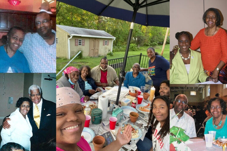 Jane Jordan (center, third from left) attends a family gathering, and is pictured (clockwise from top left) with her son, Blair, her daughter, Natalie, her husband Abraham, and her brother, Kermit, who died in 2008. (Courtesy of Natalie Jordan)