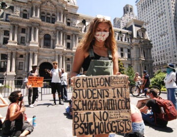 Youth from across Philadelphia gathered in front of City Hall June 9 to protest police brutality and voice their concerns and vision for the future. According to recent research cited by the CDC, nearly half of all Americans between 18 and 29 report symptoms of anxiety or depression. (Cory Clark/NurPhoto via Getty Images)