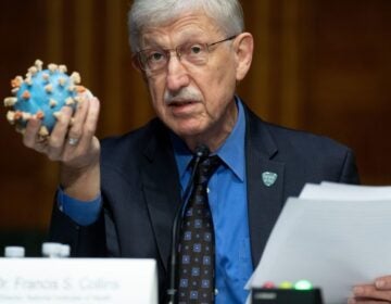 Director of the National Institutes of Health, Dr. Francis Collins, holds a model of the coronavirus as he testifies at a US Senate hearing to review Operation Warp Speed: the researching, manufacturing, and distributing of a safe and effective coronavirus vaccine, in Washington, DC, on July 2, 2020. (Saul Loeb/Pool/AFP via Getty Images)