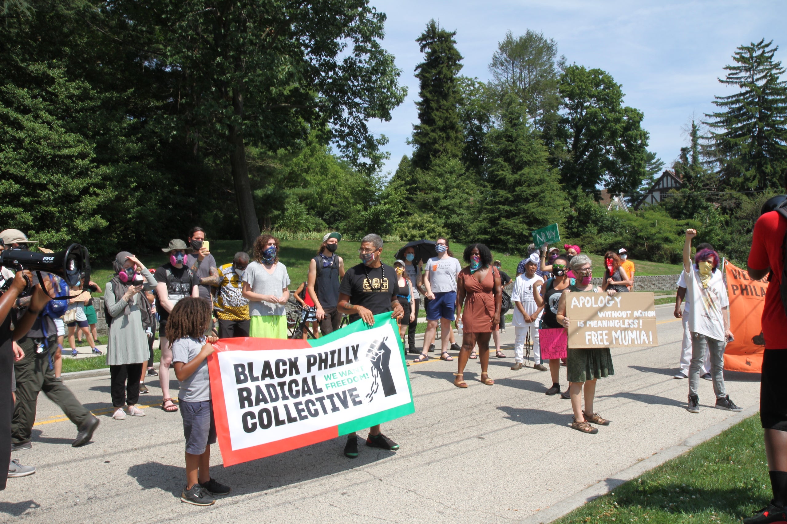 Protesters gather in front of Wilson Goode Sr.'s house