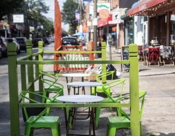 Outdoor dining at P'unk Burger and Flannel on East Passyunk Avenue.