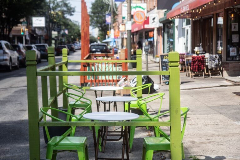 Outdoor dining at P'unk Burger and Flannel on East Passyunk Avenue.