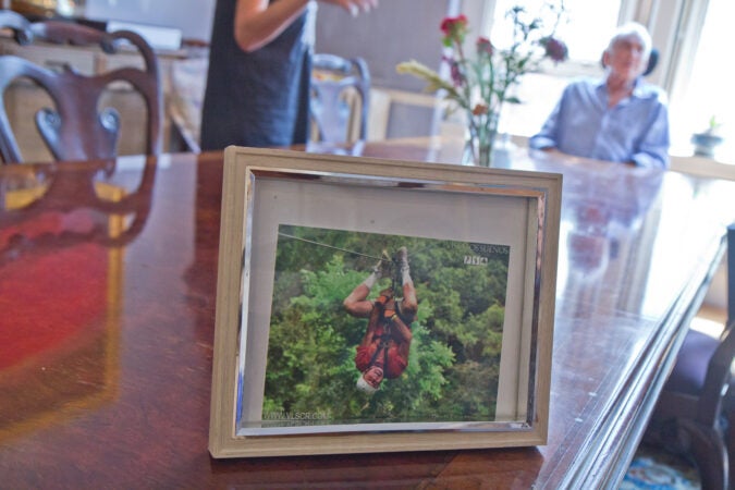 Avram Woidislawsky hangs from a zip-line in Costa Rica in February 2020