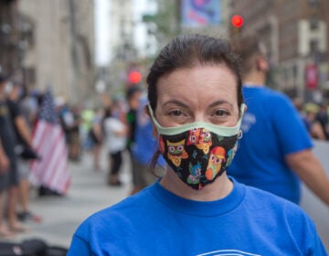 Becky Ansel is a violinist who’s been out of work since the pandemic started. (Kimberly Paynter/WHYY)