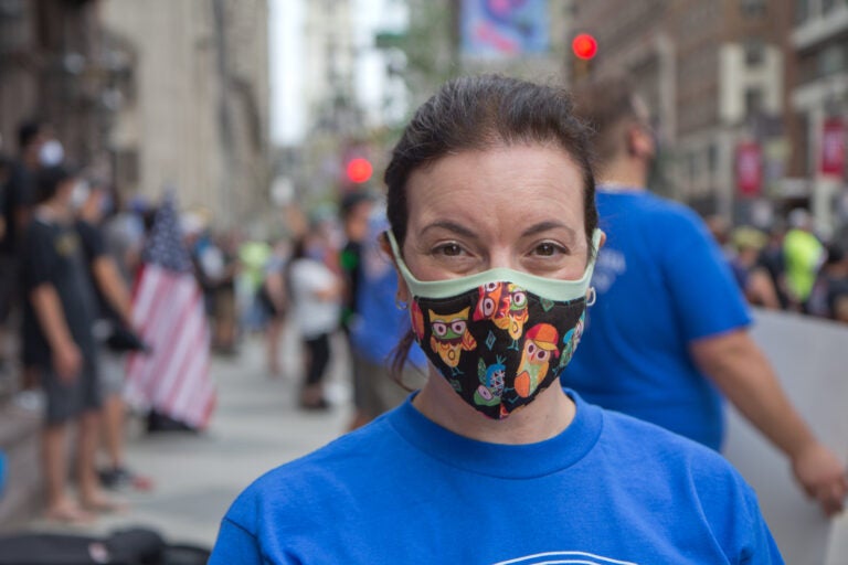 Becky Ansel is a violinist who’s been out of work since the pandemic started. (Kimberly Paynter/WHYY)