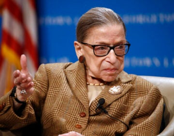 U.S. Supreme Court Associate Justice Ruth Bader Ginsburg speaks during a discussion on the 100th anniversary of the ratification of the 19th Amendment at Georgetown University Law Center in Washington, Monday, Feb. 10, 2020. (AP Photo/Patrick Semansky)