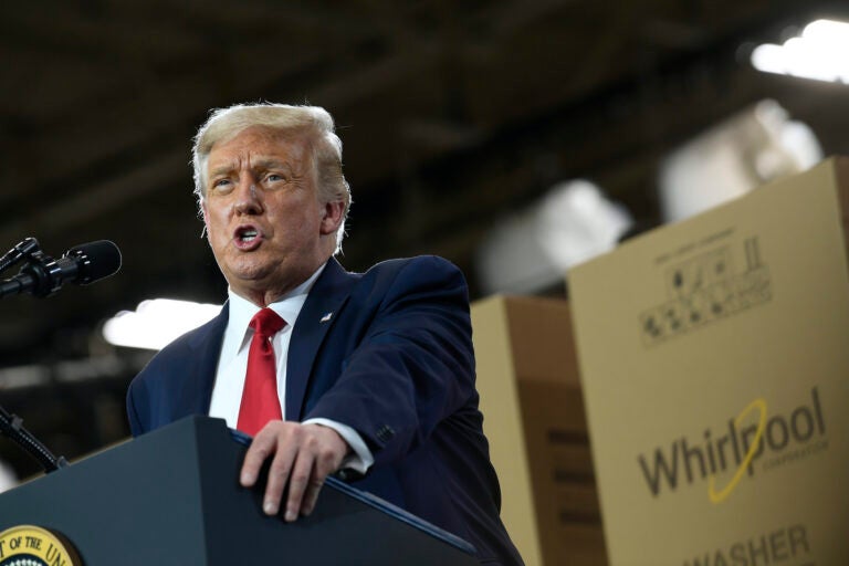 President Donald Trump speaks during an event at the Whirlpool Corporation facility in Clyde, Ohio, Thursday, Aug. 6, 2020. (AP Photo/Susan Walsh)