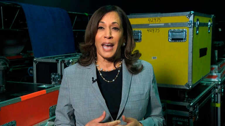 In this image from video, Democratic vice presidential candidate Sen. Kamala Harris, D-Calif., speaks about voting during the third night of the Democratic National Convention on Wednesday, Aug. 19, 2020. (Democratic National Convention via AP)