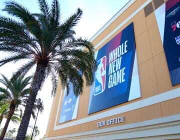 A general view outside of The Field House before Game 5 of an NBA basketball first-round playoff series, between the Oklahoma City Thunder and Houston Rockets, Wednesday, Aug. 26, 2020, in Lake Buena Vista, Fla. (Kim Klement/Pool Photo via AP)