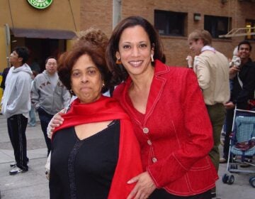 This 2007 photo provided by the Kamala Harris campaign shows her with her mother, Shyamala, at a Chinese New Year parade. (Kamala Harris campaign via AP)