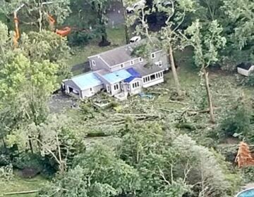 Tornado damage in the Lincroft section of Middletown Township. (NWS image)