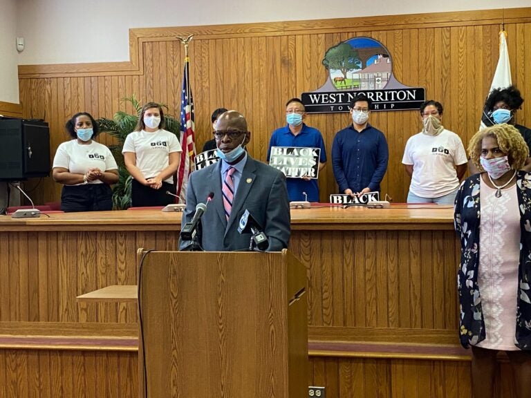 Rep. Stephen Kinsey, Chairman of the Pennsylvania Legislative Black Caucus speaking about efforts to remove Joe Gale. (Courtesy of PA Women Rise)