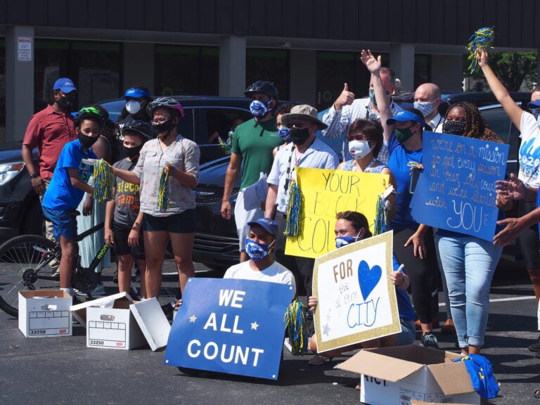 Taking a note from caravans to celebrate graduations, U.S. Rep. Dwight Evans worked with census groups and community organizations to raise awareness about the count in some of the neighborhoods that have historically been undercounted. (Zachariah Hughes/WHYY)