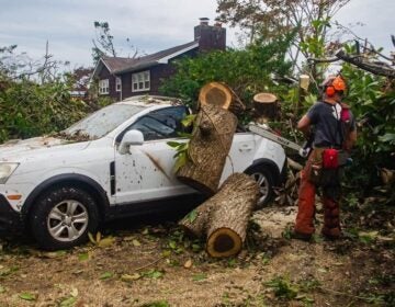 Members of Team Rubicon, a volunteer group of veterans who respond to disasters, clear out storm damage near Dover earlier this month. (Courtesy of Team Rubicon)