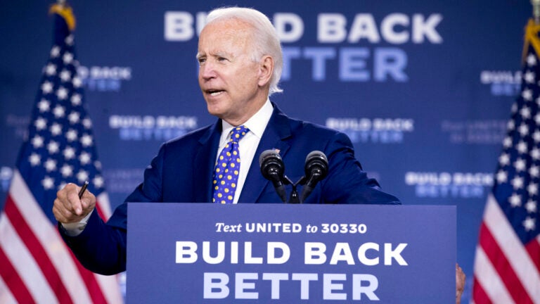 Democratic presidential candidate former Vice President Joe Biden speaks at a campaign event in Wilmington, Del., Tuesday, July 28, 2020. IAndrew Harnik/AP Photo)