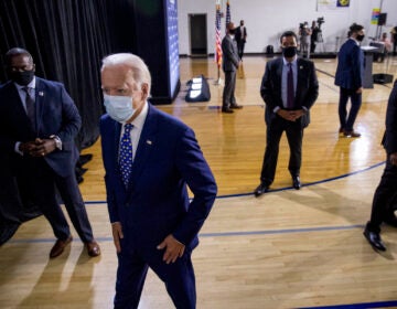 Former Vice President Joe Biden leaves a campaign event last month in Wilmington, Del. If Biden wins the election, he may face political pressure over what to do about President Trump. (Andrew Harnik/AP)
