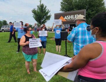 Advocates and workers protest outside of Ashley Furniture facility in Leesport, Pa. (Courtesy of Make the Road)