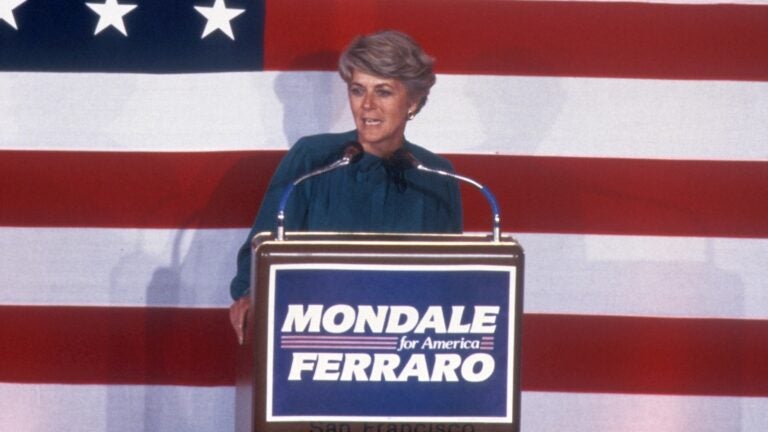 Geraldine Ferraro joined Democrat Walter Mondale's 1984 presidential campaign when he was trailing President Reagan badly in the polls. (Sonia Moskowitz/Images/Getty Images)