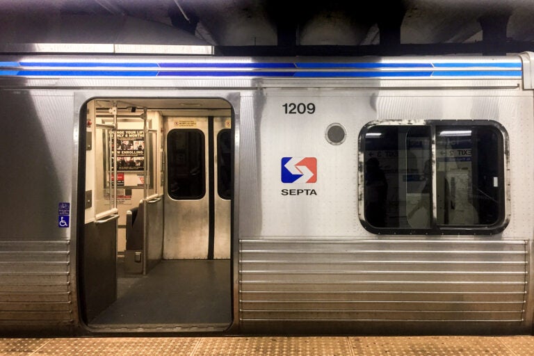 An empty SEPTA train car. (Anna Orso/Billy Penn)