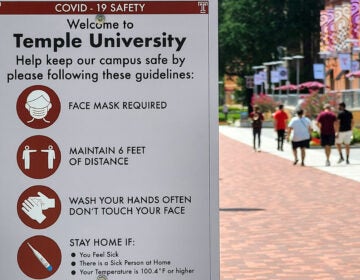 Coronavirus safety sign at Temple University